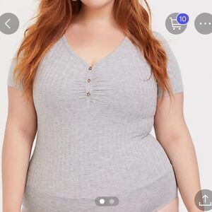 Torrid Gray Ribbed Henley Bodysuit Size 0X (XL) GUC